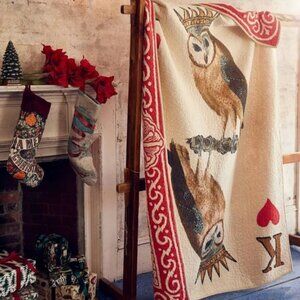 New John Derian Quilt Throw Blanket King of Hearts Owl Christmas Holiday 2025